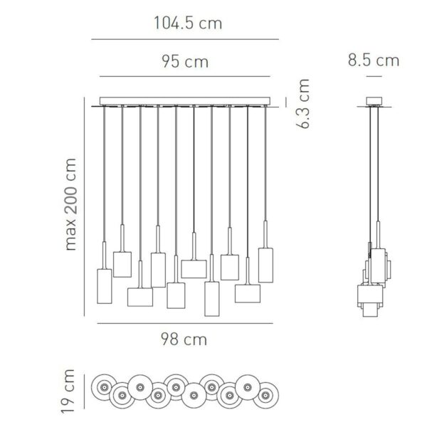 Exklusive Glas-Hängeleuchte Spillray 10 Axo Light